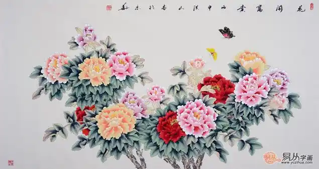 国家一级美术师张洪山牡丹图《花开富贵》(作品来源:易从网)