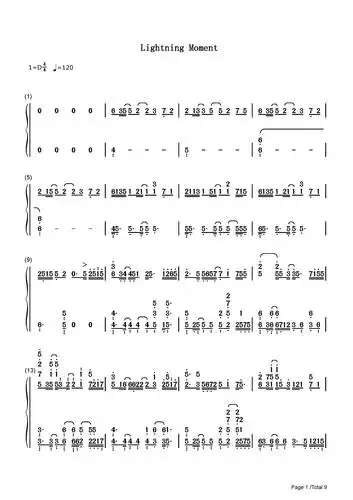 lightningmomentdjokawarid调流行钢琴简谱