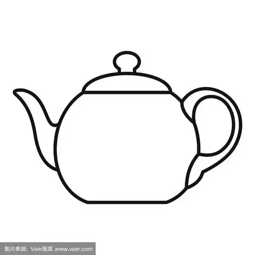 大茶壶图标,轮廓风格