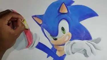 tg1幼儿画画画卡通刺猬索尼克填色涂鸦画