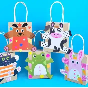 复活节diy手工卡通动物手拎袋创意手工纸袋材料包制作幼儿园活动 纸袋