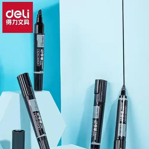 双头记号笔得力文具s555大号双笔头防水物流大头笔粗头勾线笔批发