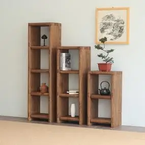 老榆木置物架木板隔板实木木板定制玄关实木材质书架落地家具定制