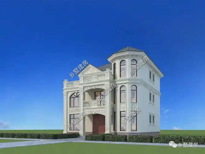 12x12米浪漫三层别墅八角窗加雕花设计浓浓的异域风情