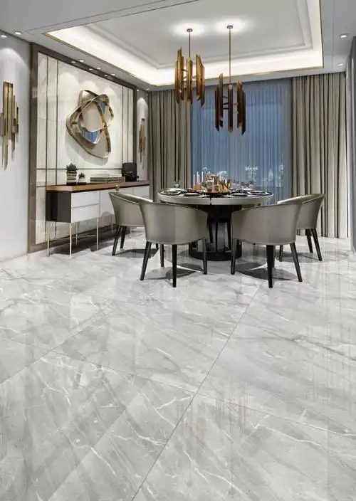喜力35柔光系列白色大理石瓷砖铺贴效果图