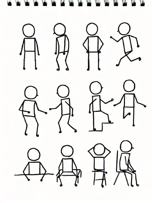 不会画人物全身先从火柴人画起吧