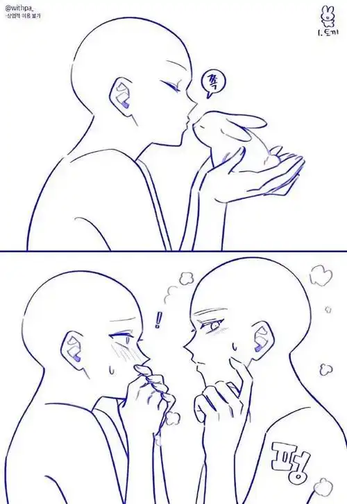 【素材】超甜!双人组合恋人情侣线稿模板来袭!