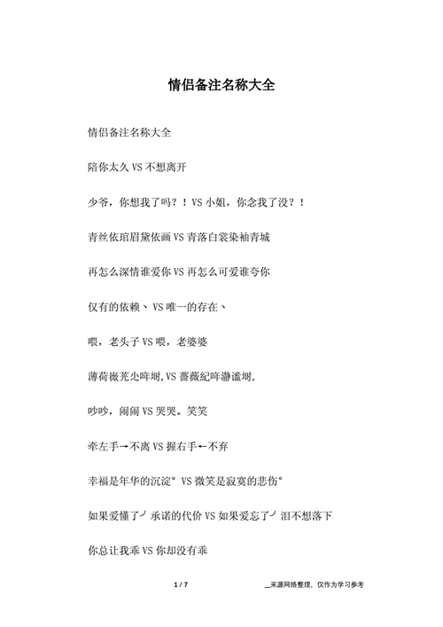 情侣备注名称大全docx7页