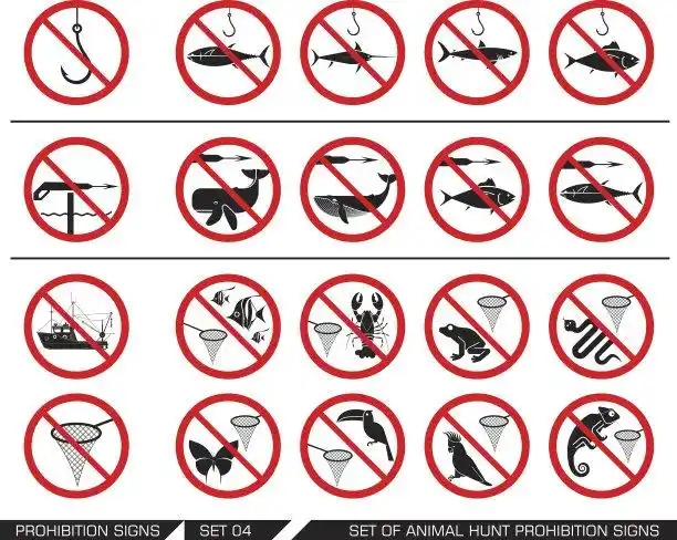 禁止的,捕猎行为,动物,标志,鱼叉矢量图素材_id:155937517