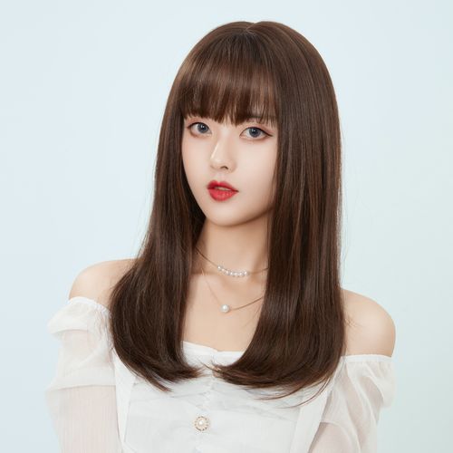假发女长发中长款直发锁骨发自然逼真仿真人发丝头发全头套齐刘海