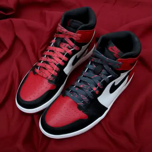 lancemaker适配球鞋af1空军一号aj1禁穿黑红脚趾二次元泼墨扁鞋带