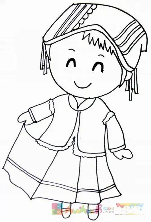 白族少女画简笔画