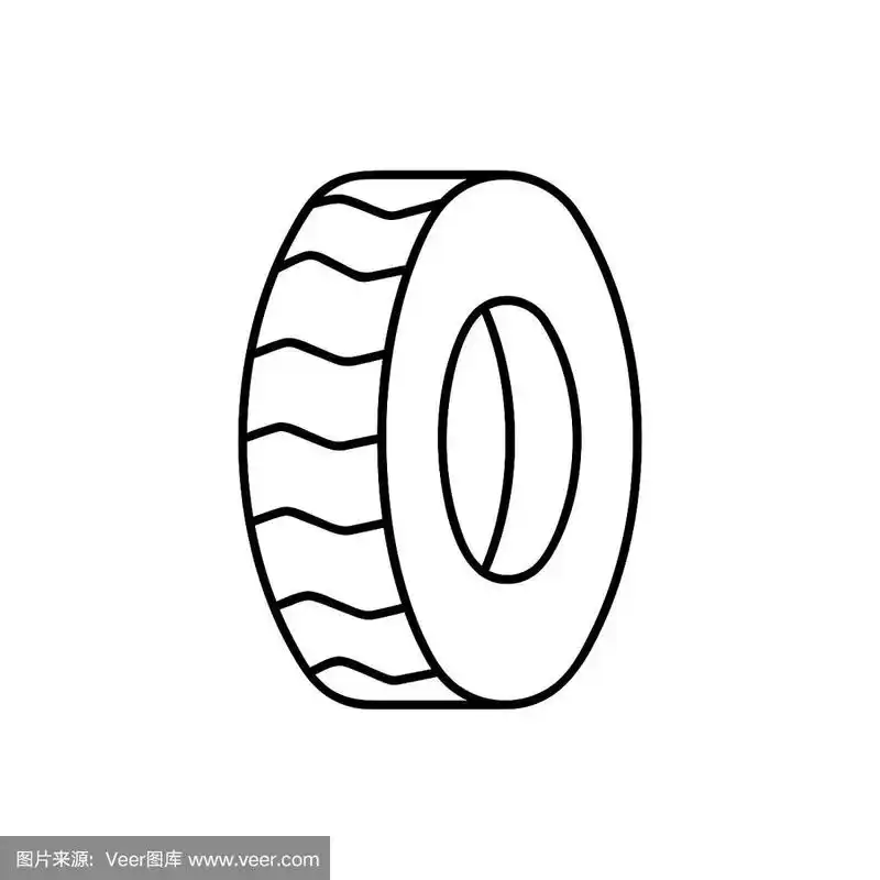 车轮线性图标-矢量最小汽车轮胎符号或标志