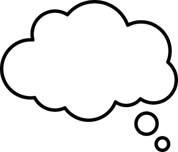 新潮的扁平风格思维泡泡想象一下白色背景上孤立的泡泡云线图标矢量