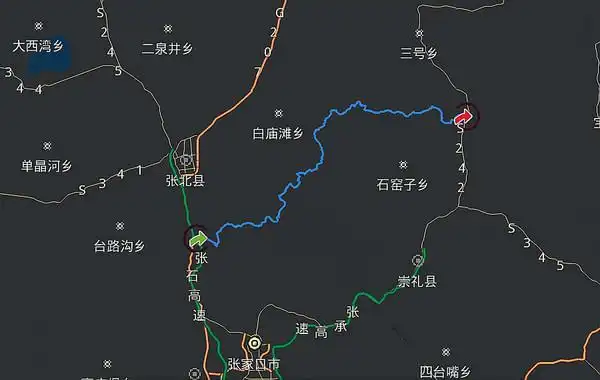 张北草原天路地图
