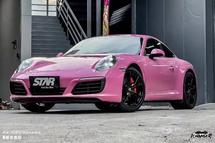 保时捷911-ichanger改色膜郁金香粉,充满唯美意境的粉色系_品质