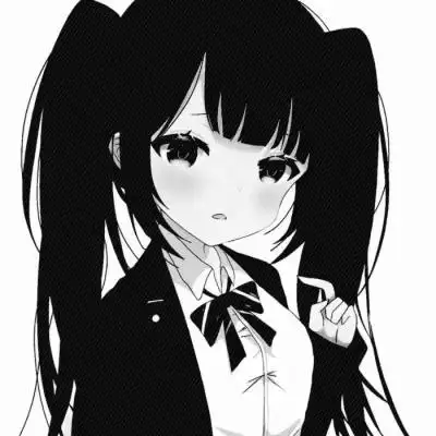 动漫女生头像高清黑白图片