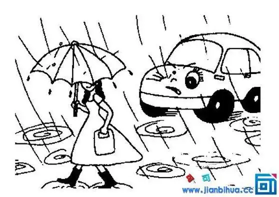 风雨交加简笔画,风雨交加的图片简画