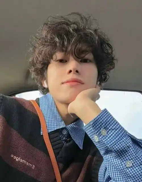 男生日系羊毛卷,可rua_卷发_style_头顶