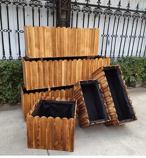 种植箱防腐木花箱户外长方形庭院花池大号阳台种菜盆花槽蔬菜种植箱蓝