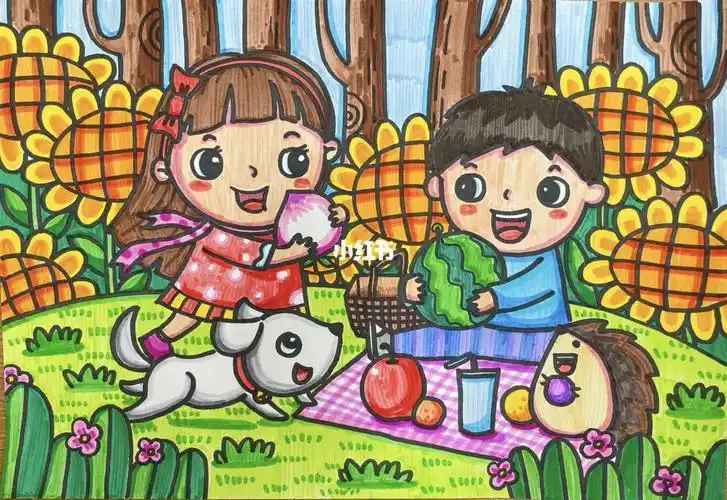 去郊游郊游简笔画教程水彩笔简笔画教程文化