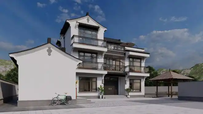 占地140平的新中式风格三层自建别墅设计方案