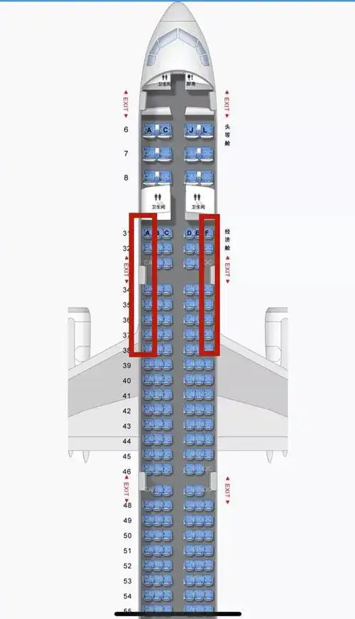 窄体客机主要有波音737,757,空客a320,这类飞机a,f为靠窗位置.