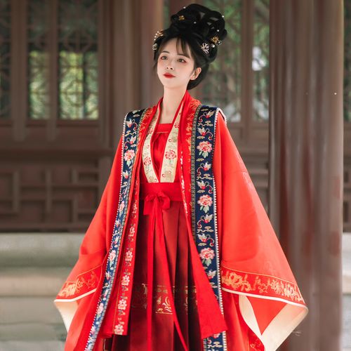 九袂原创凤鸣良缘宋制汉服女齐腰红色婚服霞帔刺绣超仙气