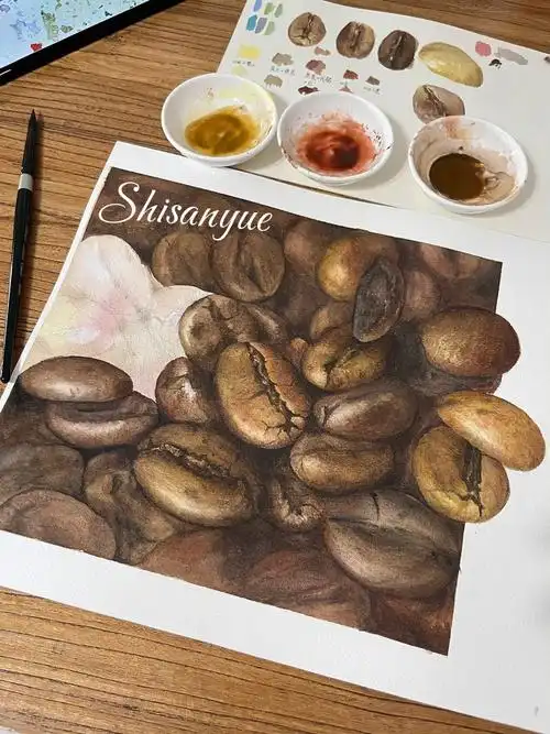 90宝虹粗纹8k96美捷乐#绘画过程  #水彩  #手绘  #手帐  #咖啡