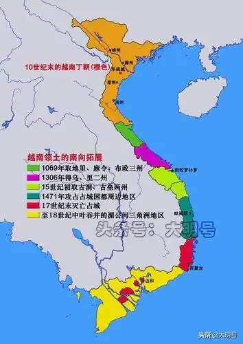 图说越南的领土变迁,十世纪以来面积一直在涨