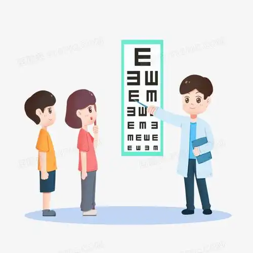 卡通医生给孩子测视力插画素材