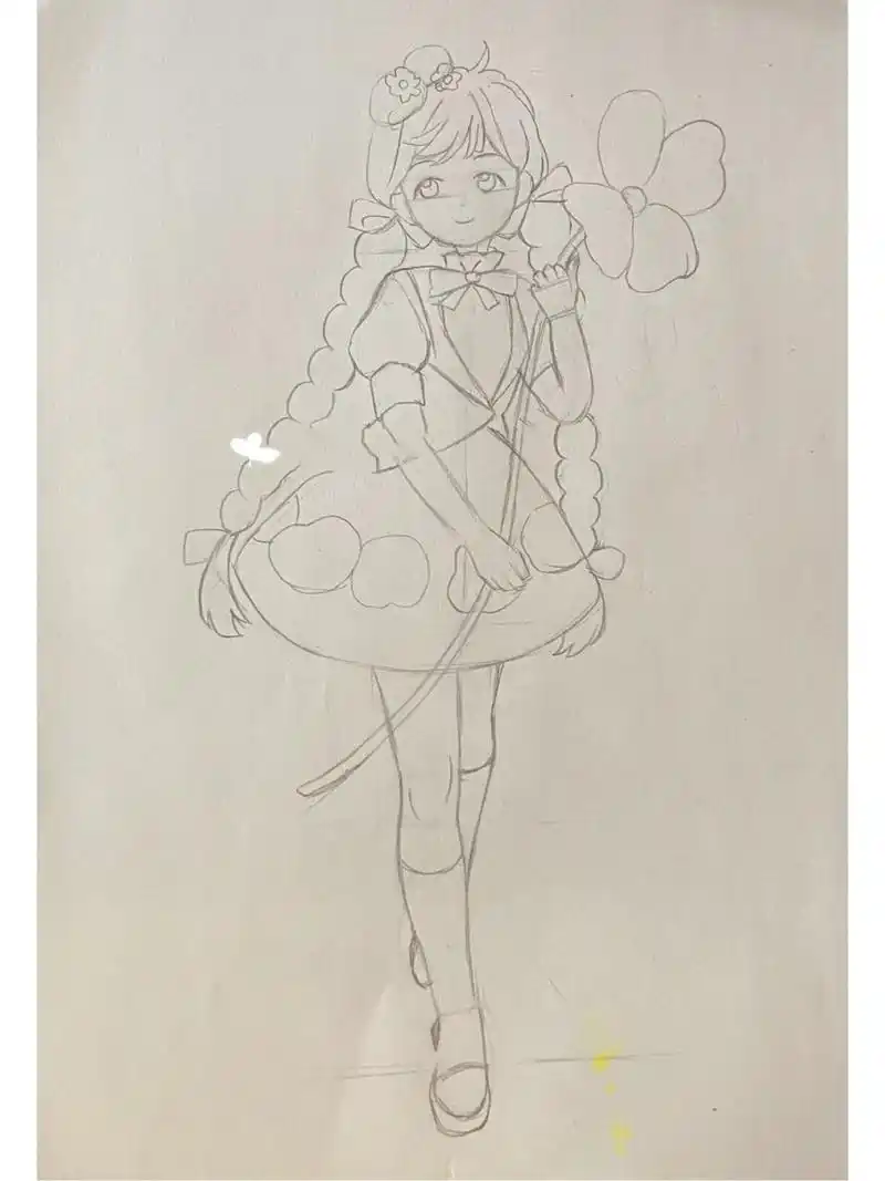 全身动漫人物女生 铅笔稿 马克杯涂色 打型要注意观察人物的神态和