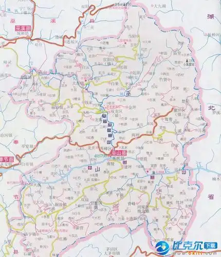 巫山县地图 绿色版