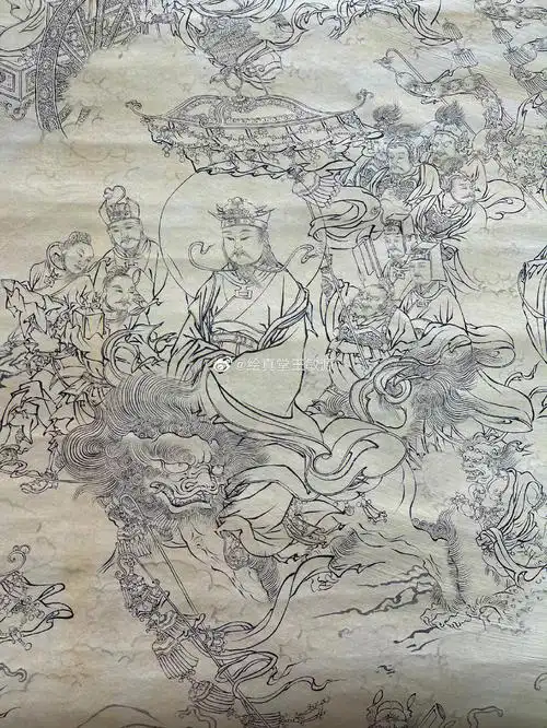 白描三官出巡图细节