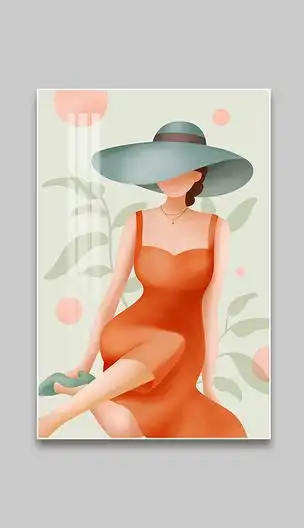 手绘重彩现代抽象美女人物北欧客厅玄关装饰画