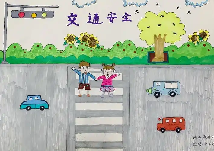 小手拉大手 童心绘安全 ——青年路幼儿园交通安全主题绘画活动_校园