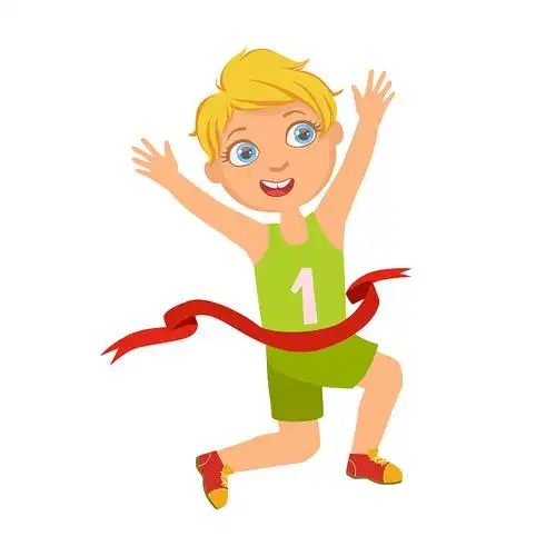 卡通男孩玩风筝