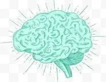 卡通手绘绿色大脑