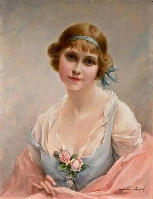 法国画家francoismartinkavel18611931女性肖像油画作品