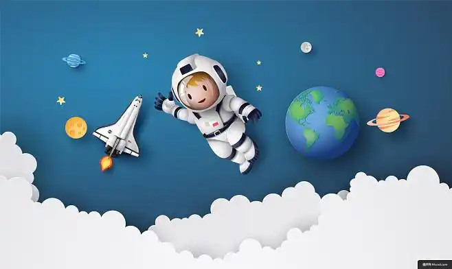 太空漫步火箭儿童插画火星航空航天交通工具插画绘画