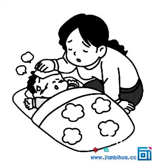 表示生病的简笔画 简笔画图片大全-蒲城教育文学网