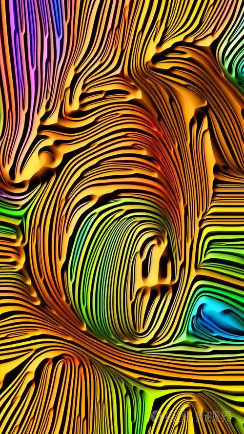 自然系列的曲线彩色浮雕基底浮雕图案三维渲染的组成用于自然形态几何