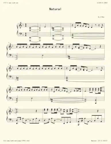 《natural,钢琴谱》 imagine dragons(五线谱 钢琴曲 指法)-弹吧|蛐蛐