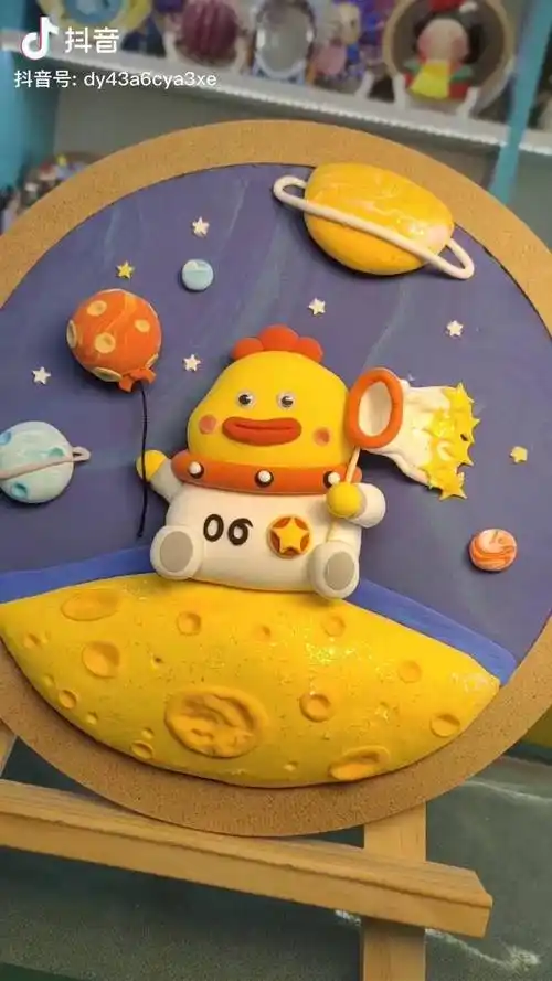 又是一副超简单的粘土画粘土画手工diy