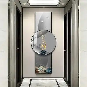 金鹿磐石 轻奢玄关挂画大气楼梯走廊双层挂画现代简约过道装饰画