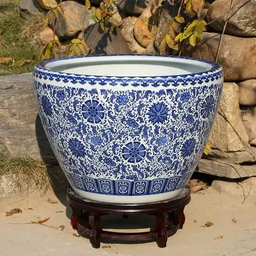 陶瓷鱼缸景德镇荷花睡莲缸碗乌龟书画大水缸青花鱼缸