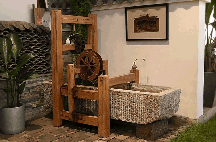 【可开票】牛槽石槽老马槽石磨流水摆件鱼缸庭院室外水景组合门庭旧石