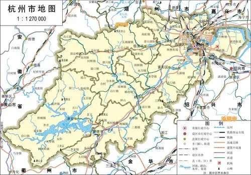 几张高清地图快速了解浙江杭州市的10个区