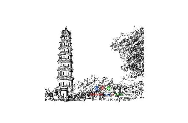 儿童简笔画风景图片-塔