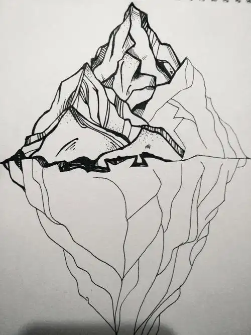 自学画画-冰山‖黑白简笔画(有步骤)_简笔画_画画_万物皆可画_知识